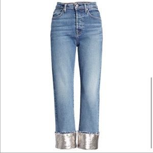 7 For All Mankind Sequin Cuff Boyfriend Jean